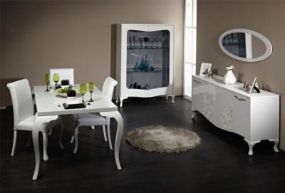 White Finish Modern Dining Table w/Optional Items