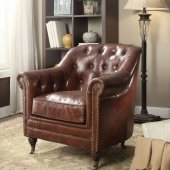 Aberdeen Chair 53627 in Dark Brown Top Grain Leather by Acme