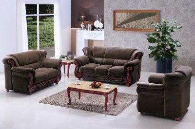 7981 Sofa & Loveseat in Chocolate Fabric by American Eagle