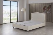 Casa Rest Queen Bed Upholstered in Cream Leatherette by Casamode