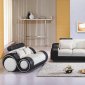 Two-Tone Black & White Leather 3Pc Modern Living Room Set