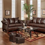 Mahogany Bonded Leather Modern Loveseat & Sofa w/Options
