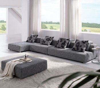 Grey Zebrano Fabric Modern Sectional Sofa w/Ottoman [THSS-ANM308-33]