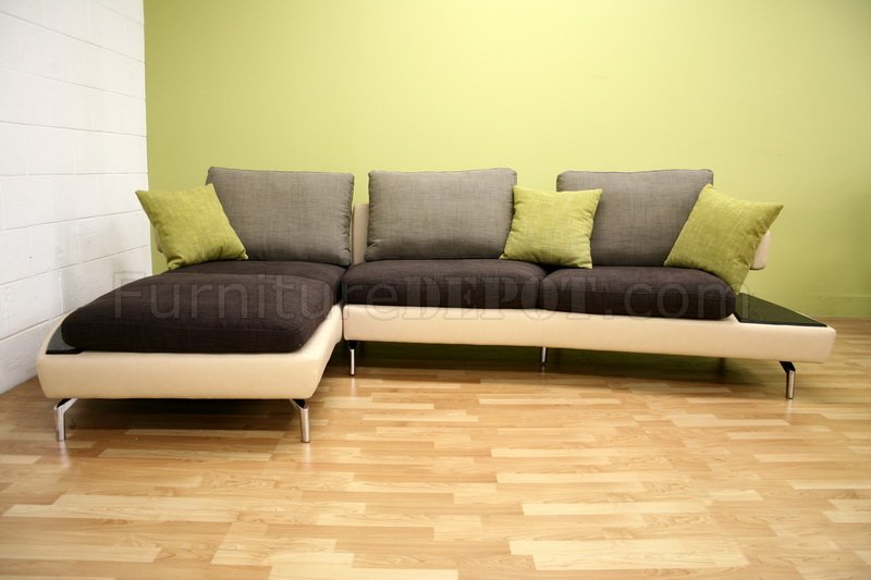 Multi Tone Modern Sectional Sofa W Removable Cushions