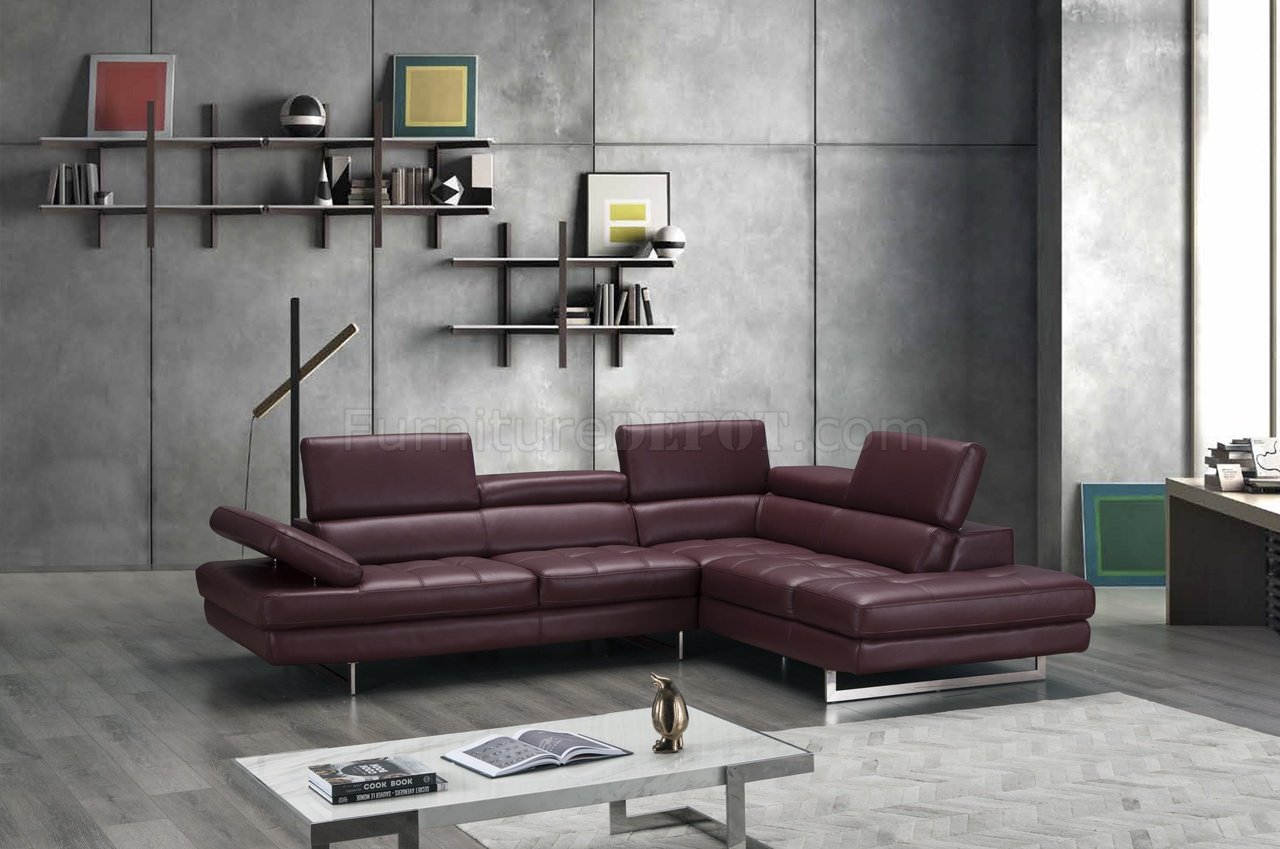 maroon leather sectional sofa