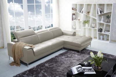 1727 Premium Leather Sectional Sofa in Beige by J&M