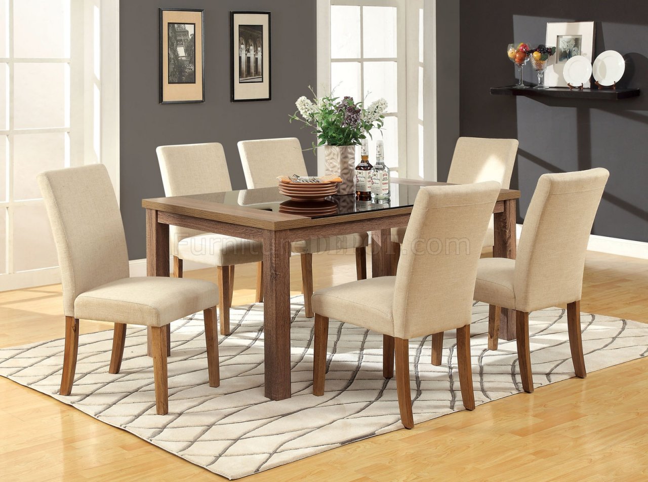 Oak And Fabric Dining Room Chairs