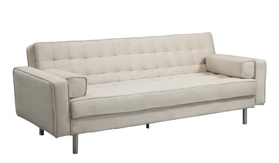Premium Off White Fabric Modern Convertible Sofa Bed