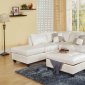 White Bonded Leather Modern Sectional Sofa w/Storage Ottoman