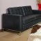 Button-Tufted Modern Black Full Leather Loveseat & Chair Set