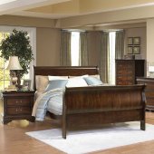 Distressed Cherry Classic Sleigh Bed w/Optional Case Pieces