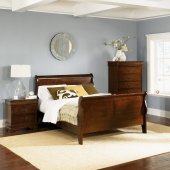 Whiskey Finish Louis Philippe Sleigh Bed w/Optional Case Goods