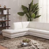 Block Sectional Sofa in White Leather by Beverly Hills