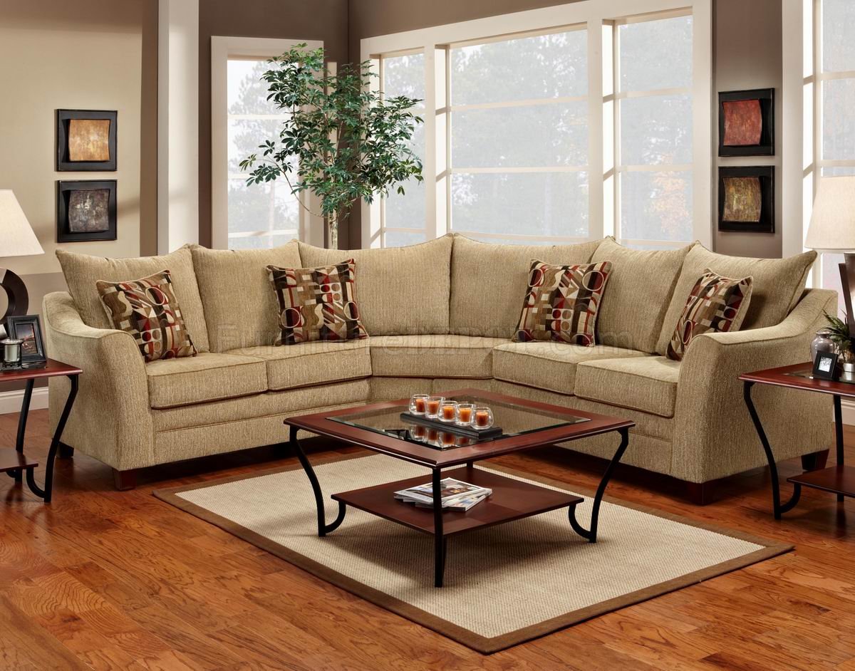 Beige Fabric Elegant Modern Sectional Sofa