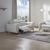 Lorenzo Power Motion Sofa in Light Grey Leather by J&M w/Options