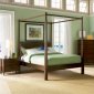 Rich Walnut Finish Casual Bedroom with Elegant Poster Bed