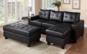 2510 Sectional Sofa Set in Black Bonded Leather Match PU