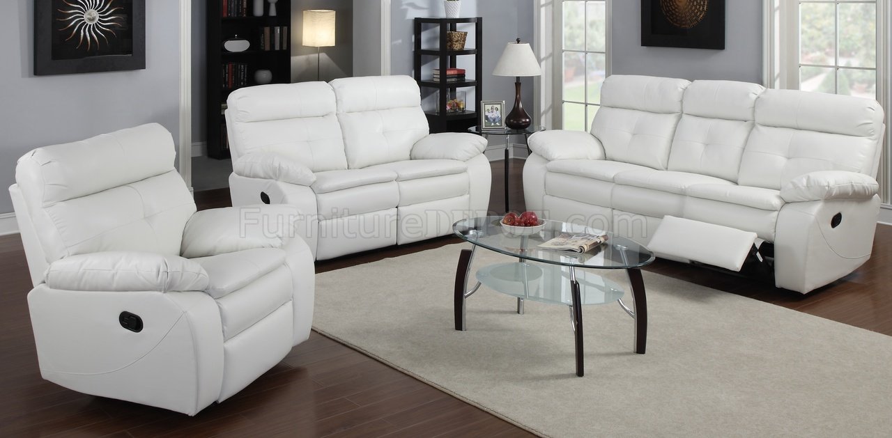 G577a Reclining Sofa Loveseat In White Bonded Leather Glory focus for White Leather Reclining Sofa