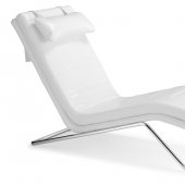 White Leatherette Modern Chaise Lounger w/Chromed Steel Frame