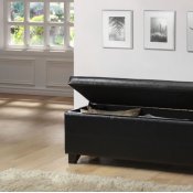 Contemporary Black Bycast Leather Upholstered Bench with Storage