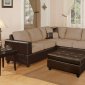 Hazelnut Microfiber Plush Modern Sectional Sofa w/Accent Pillows