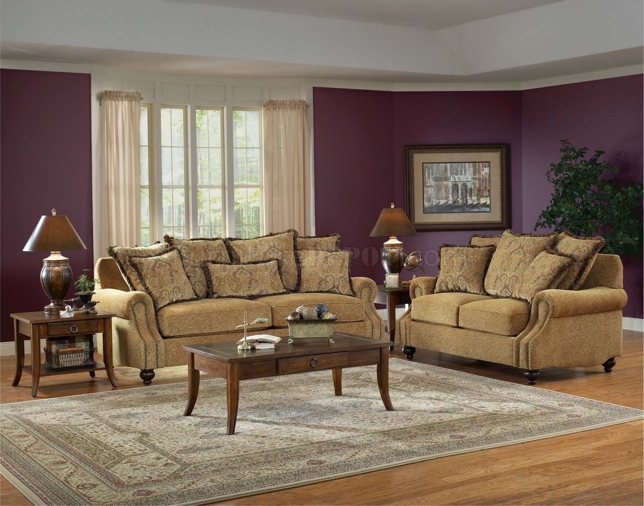 Beige Fabric Classic Living Room Sofa & Loveseat Set