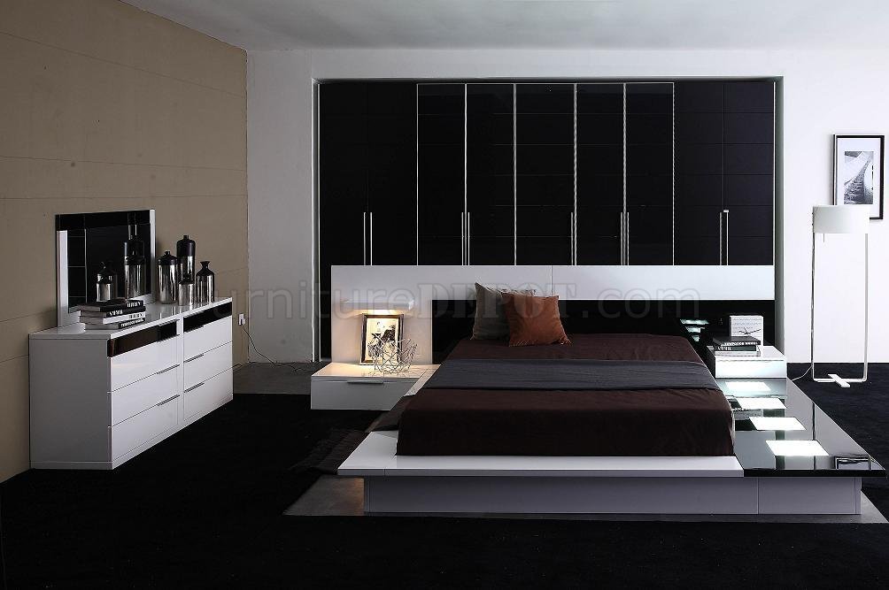 contemporary 5 piece bedroom set impera black white
