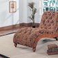 Oak Color Modern Chaise Lounge Upholstered in Fabric