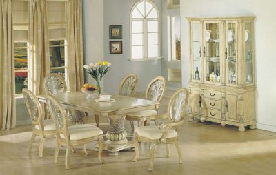Antique Dining Tables on Antique White Finish Dining Table W Double Pedestal Base At Furniture