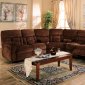 Brown Chennile Fabric Sectional Sofa W/Recliner Seat
