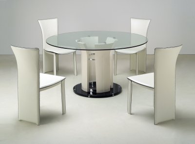 Clear Round Glass Top Modern Dining Table w/Optional Chairs