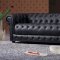 Black Tufted Leather Traditional 3Pc Sofa, Loveseat & Chair Set