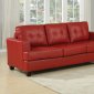 Red Bonded Leather Modern Sofa w/Queen Size Sleeper