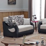 Wisconsin Sofa Bed in Beige Fabric & Black Vinyl w/Options