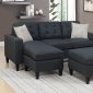 F6575 Sectional Sofa w/Ottoman in Black Fabric by Poundex