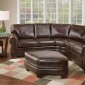 Tobacco Bonded Leather Classic Sectional Sofa w/Ottoman