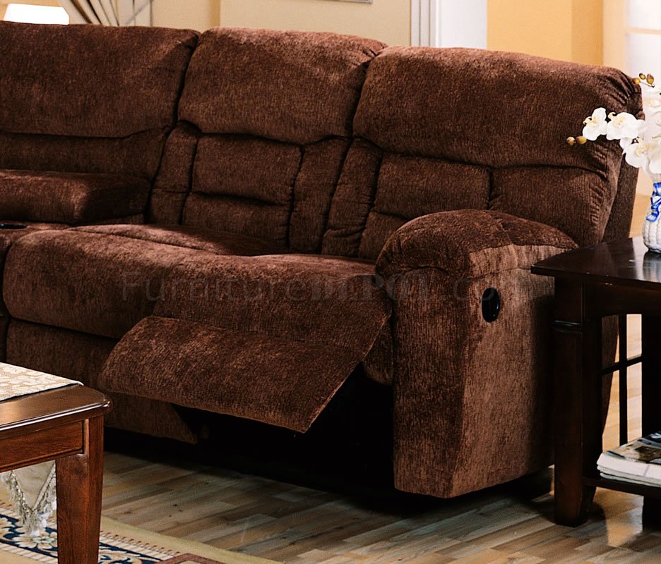 couch recliners on Chennile Fabric Sectional Sofa W Recliner Seat At Furniture Depot
