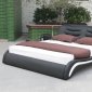 Black & White Leatherette Modern Bed w/Optional Nightstands