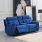 U8311 Power Motion Sofa & Loveseat Set in Blue Velvet by Global