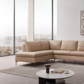 Decker Sectional Sofa in Taupe Leather by Beverly Hills