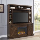 Aksel Entertainment Center w/Fireplace 91628 in Walnut by Acme
