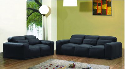 Black Leather Oversized Modern Living Room Set