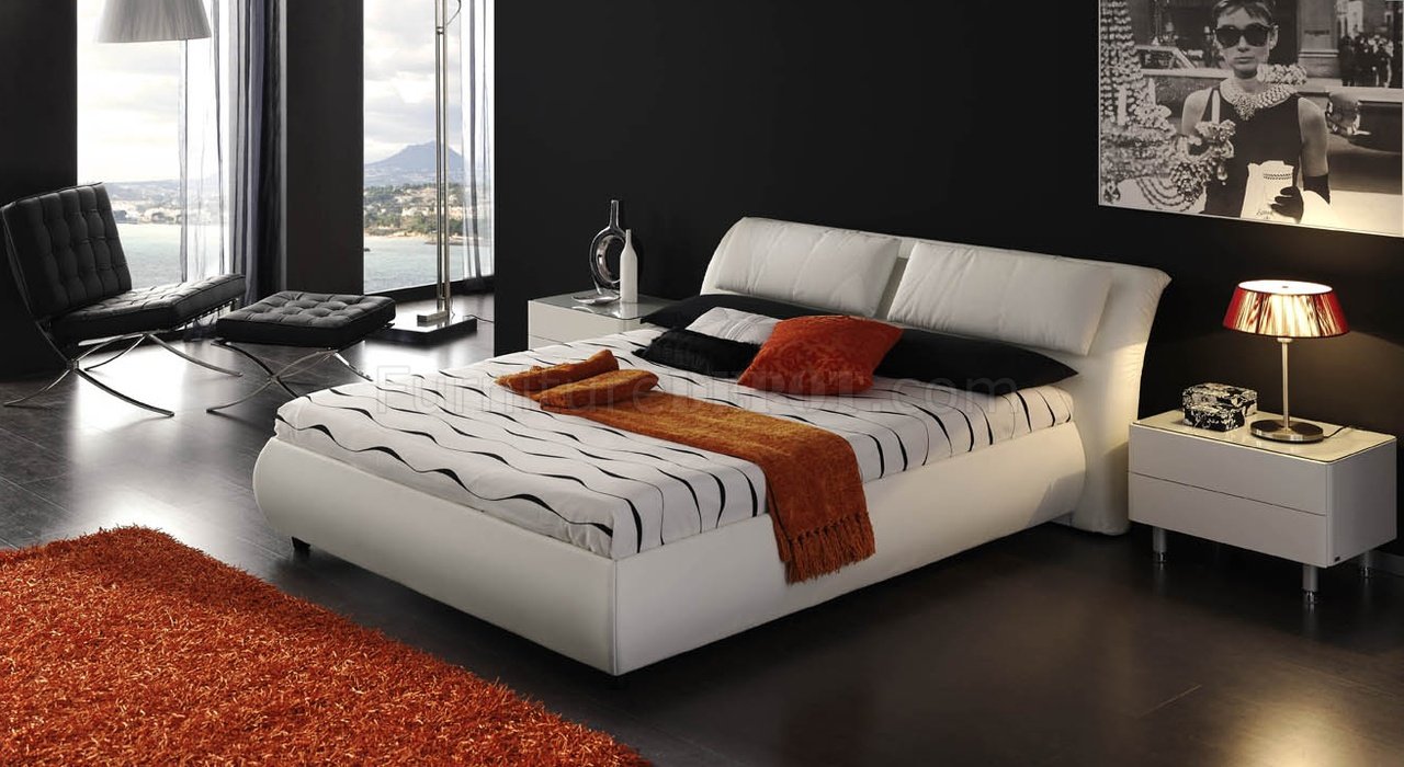 ... Headboard Contemporary Bed w/Pull-up Storage EFBS 615 Meg White