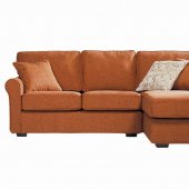 Contemporary Small Sectional Sofa in Orange Fabric