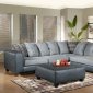 Grey Fabric Sectional Sofa w/Leather Base & Optional Ottoman