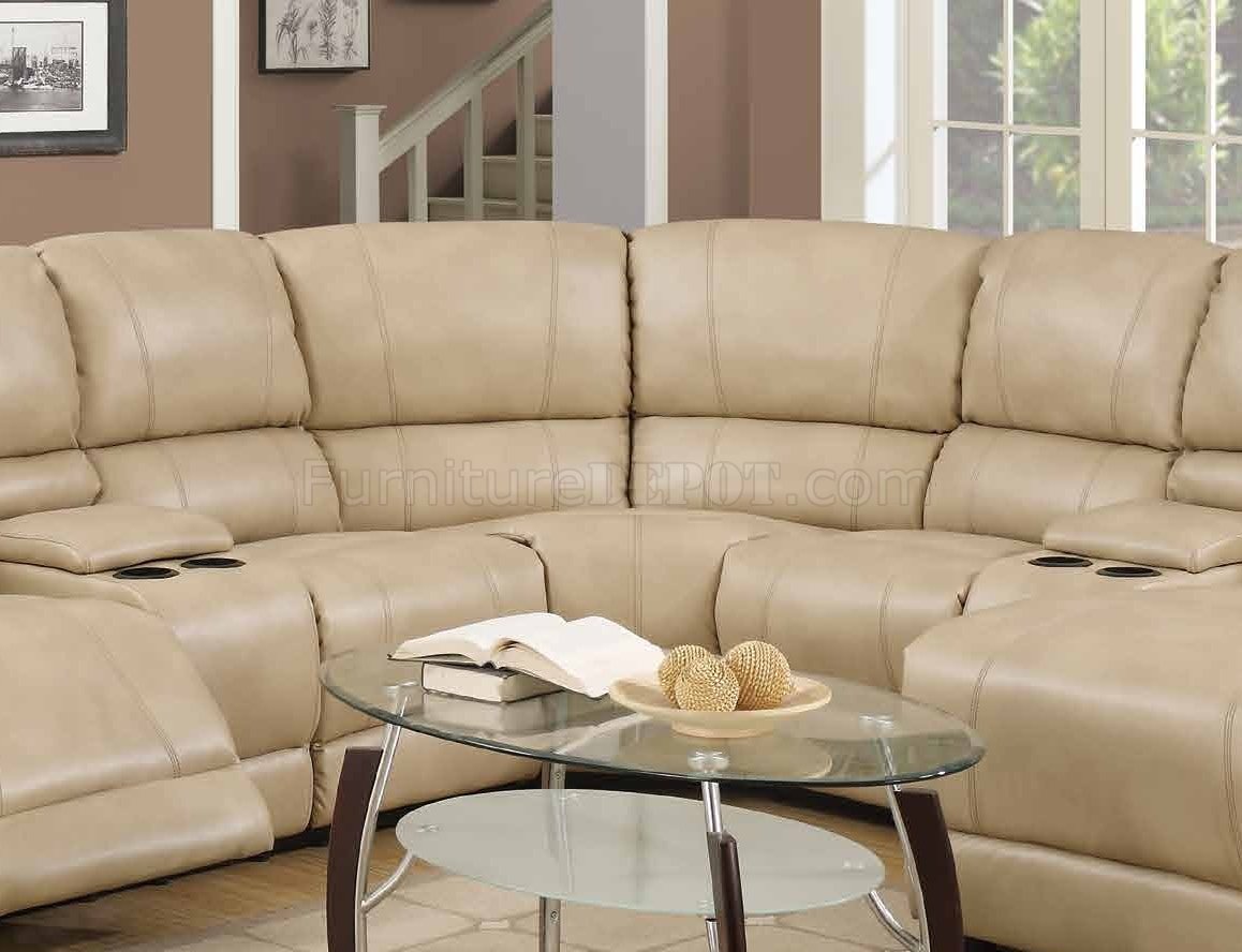 8303 Reclining Sectional Sofa in Cream Bonded Leather w