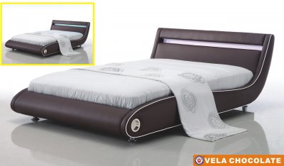 Chocolate Vela Bedroom w/Upholstered Bed & Optional Casegoods
