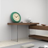 Elm Modern Office Desk in Walnut & Glass by J&M