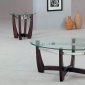 Cherry Finish Modern 3Pc Coffee Table Set w/Glass Top
