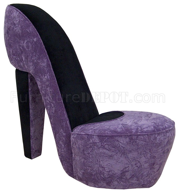Purple Fabric Modern Stylish High-Heel Shoe Chair